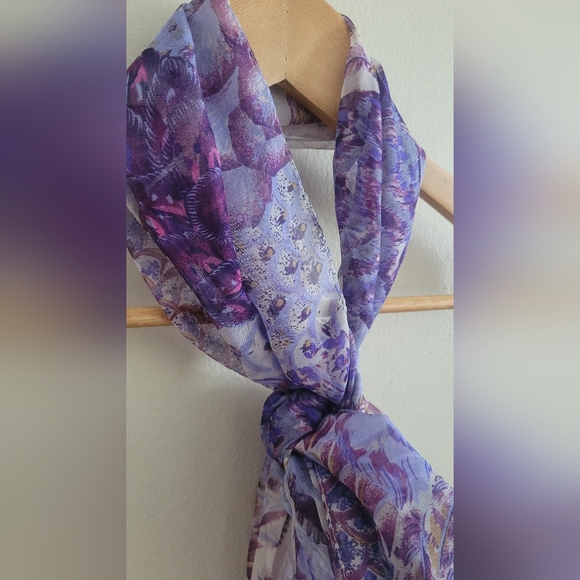 Christopher & Banks Lilac, Plum & Periwinkle Silky Scarf - Picture 2 of 5